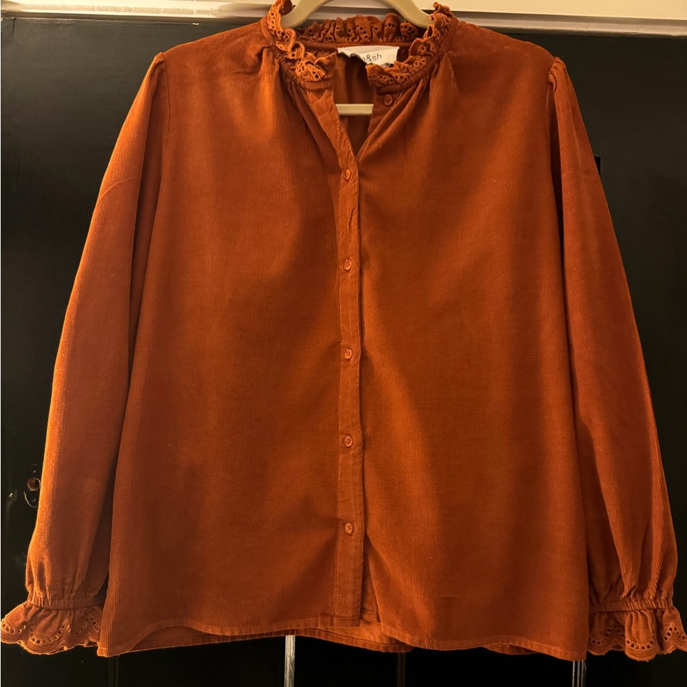 Ba&sh Rust Orange Corduroy Blouse